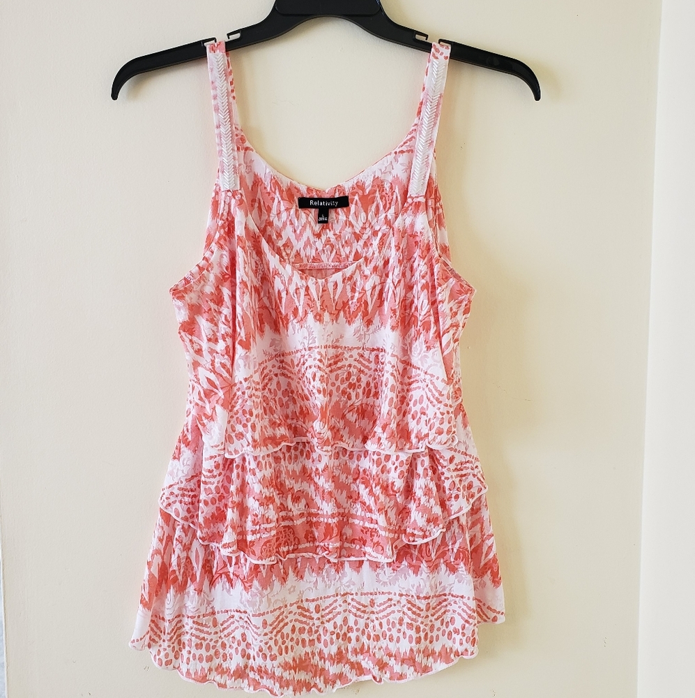 Last Chance - Bundle and Save - Relativity pink and white tiered tank.